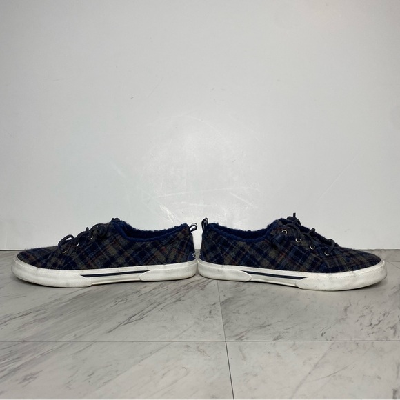 New! Sperry Pier Wave Blue Plaid Slip On Sneaker 9 - Picture 7 of 14